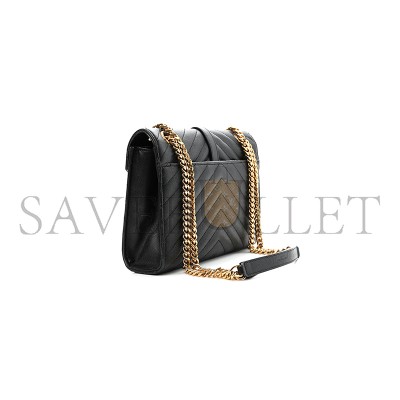 YSL MATELASSE CHEVRON MEDIUM SATCHEL BLACK 1187413 (24*17.5*6cm)